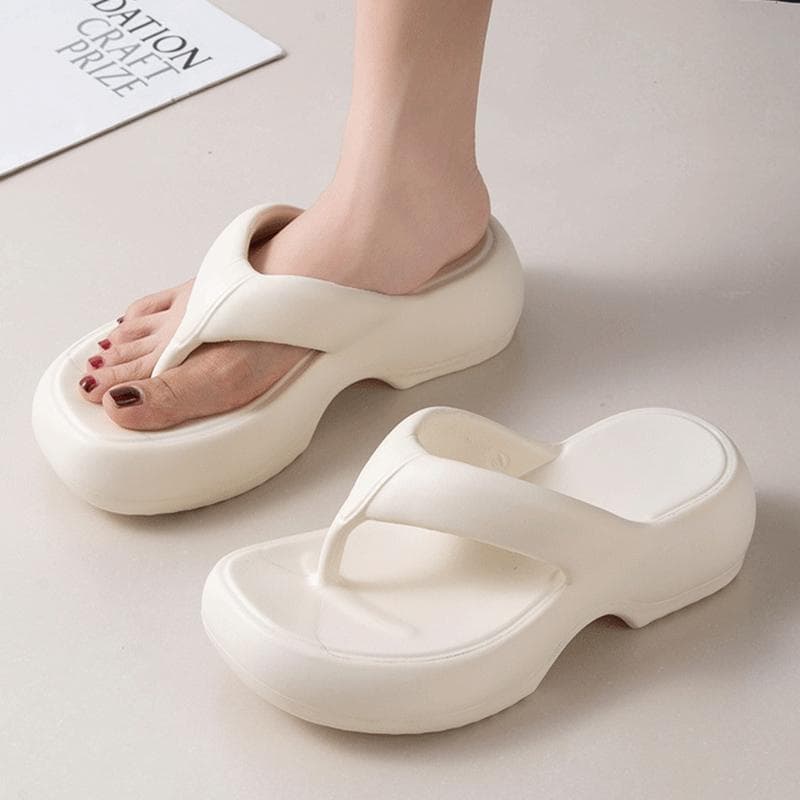 Fashion White Platform Flip Flops Women Thick Sole Eva Slippers Clip Toe Wedge Sandals Woman 2025 Summer Non Slip Beach Slides 40-41 white