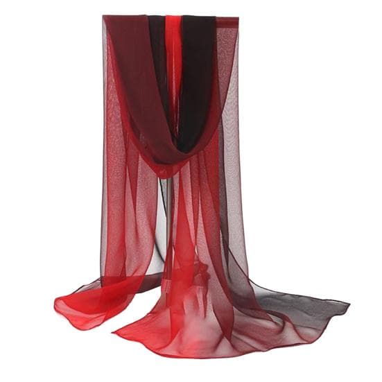 Soft Chiffon Scarf Sunscreen Popular Female Gradient Color Shawl red black