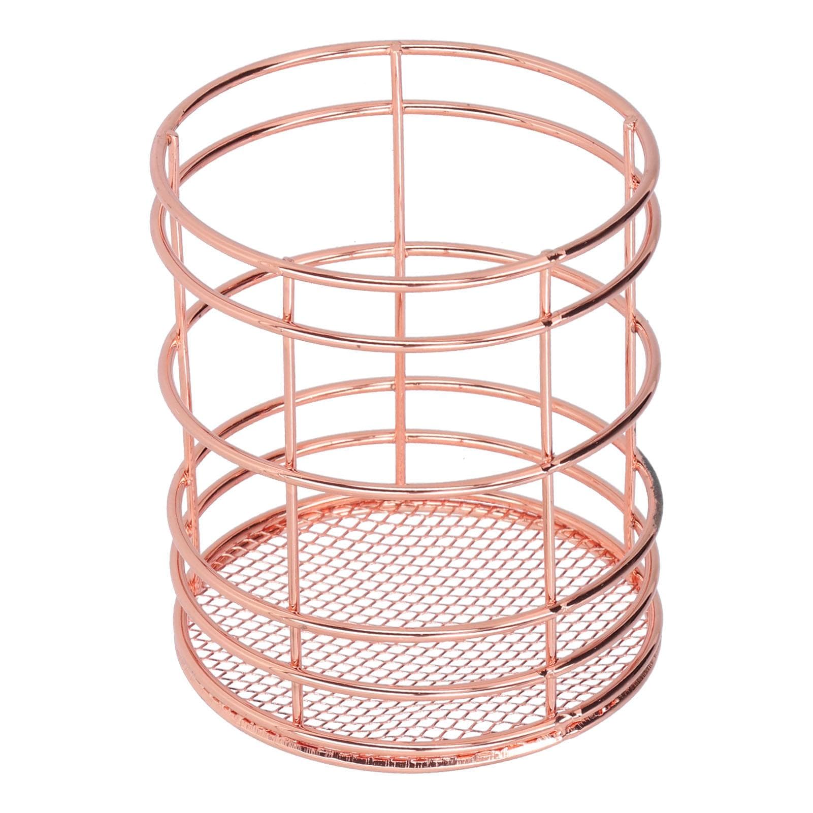 Round Hollow Chopstick Cage Multifunctional Desktop Pen Holder Organizer for Home KitchenRose Gold