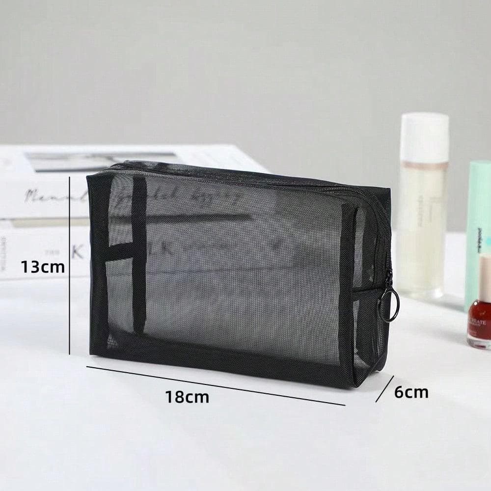 1 Piece Thick Mesh Large Capacity Makeup Bag, Personal Item Storage Small Pocket, Portable And Easy Makeup Storage Bag black