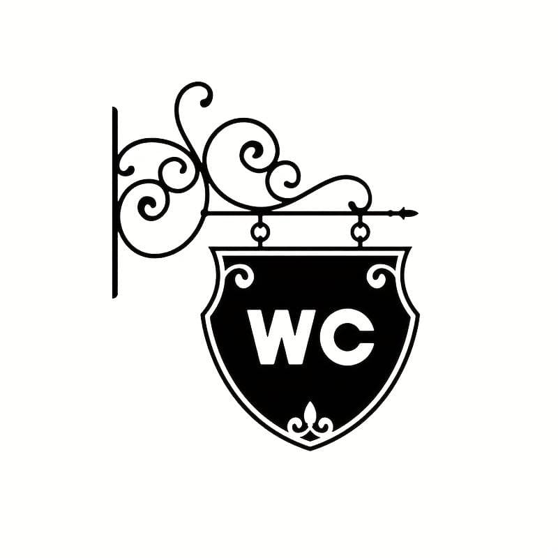 1pc Black And White Restroom Sign Wall Sticker, Decorative Sticker for Bathrooms, Background Decoration, Removable Self-Adhesive