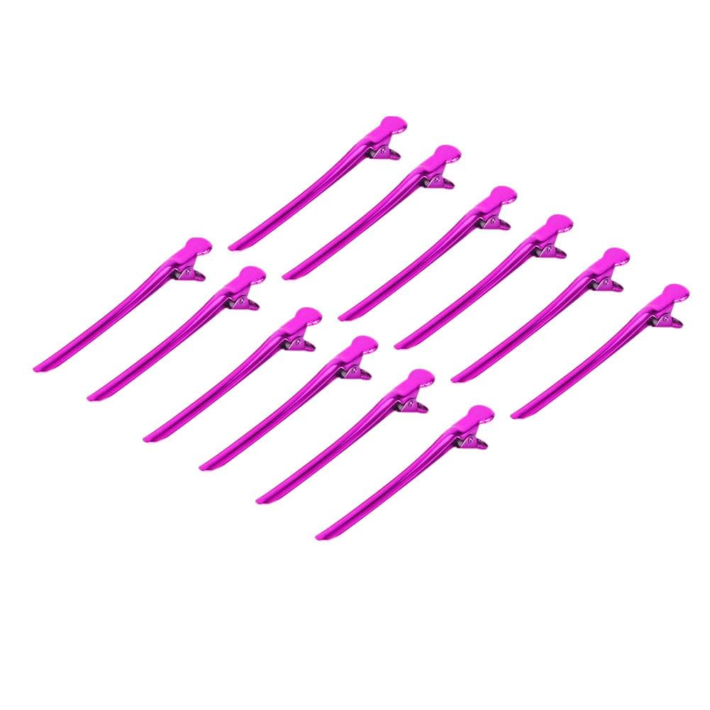 12PCSSet Salon Hair Grip Barber Sectioning Clamp  Hairpin Styling Tools Accessories(Rose Red)