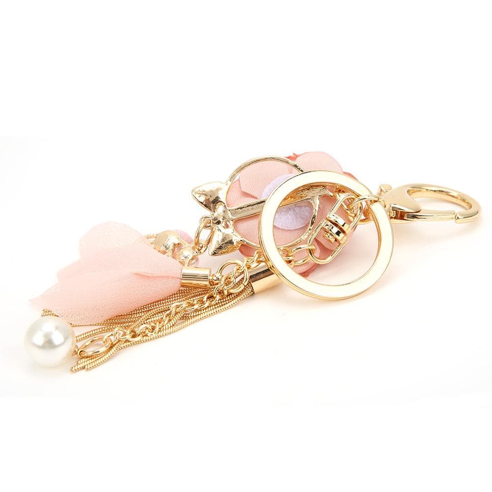 Keyring Pendant Imitation Pearl Flower Tassel Bag Decoration Key Ring Birthday Gift