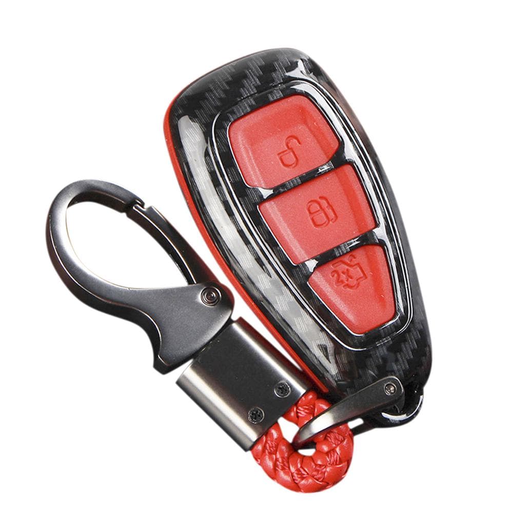 3 Color Car Key Case Carbon Fiber Remote Key Fob Case for Fords/Fiesta/Kuga red