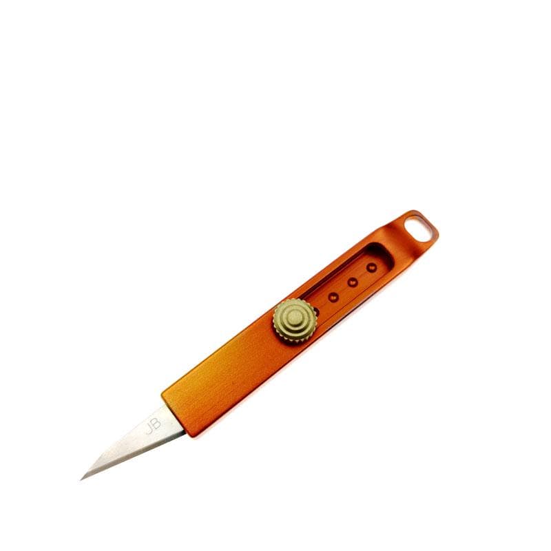 Stainless Steel Sliding Blade Aluminum Alloy Handle Portable EDC Pocket Utility Knife Mini Paper Cutter Trimmer Keychian Knife Unpacking orange
