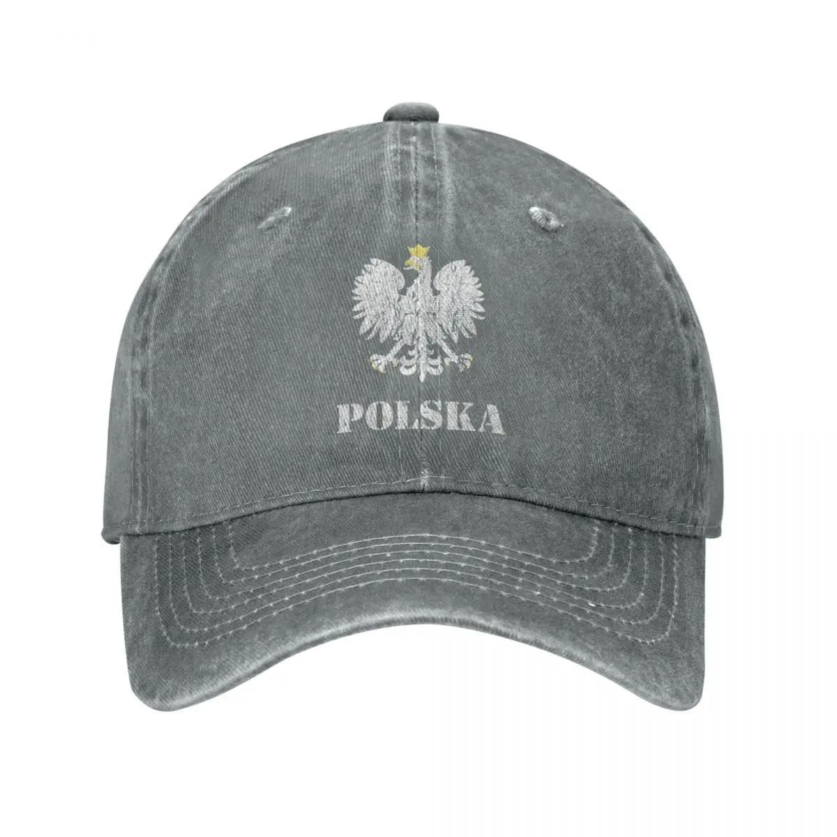 Vintage Polska Vintage Poland Polish Flag Baseball Cap  Distressed Denim Polish Eagle Outdoor Activities Caps Hat Adjustable gray