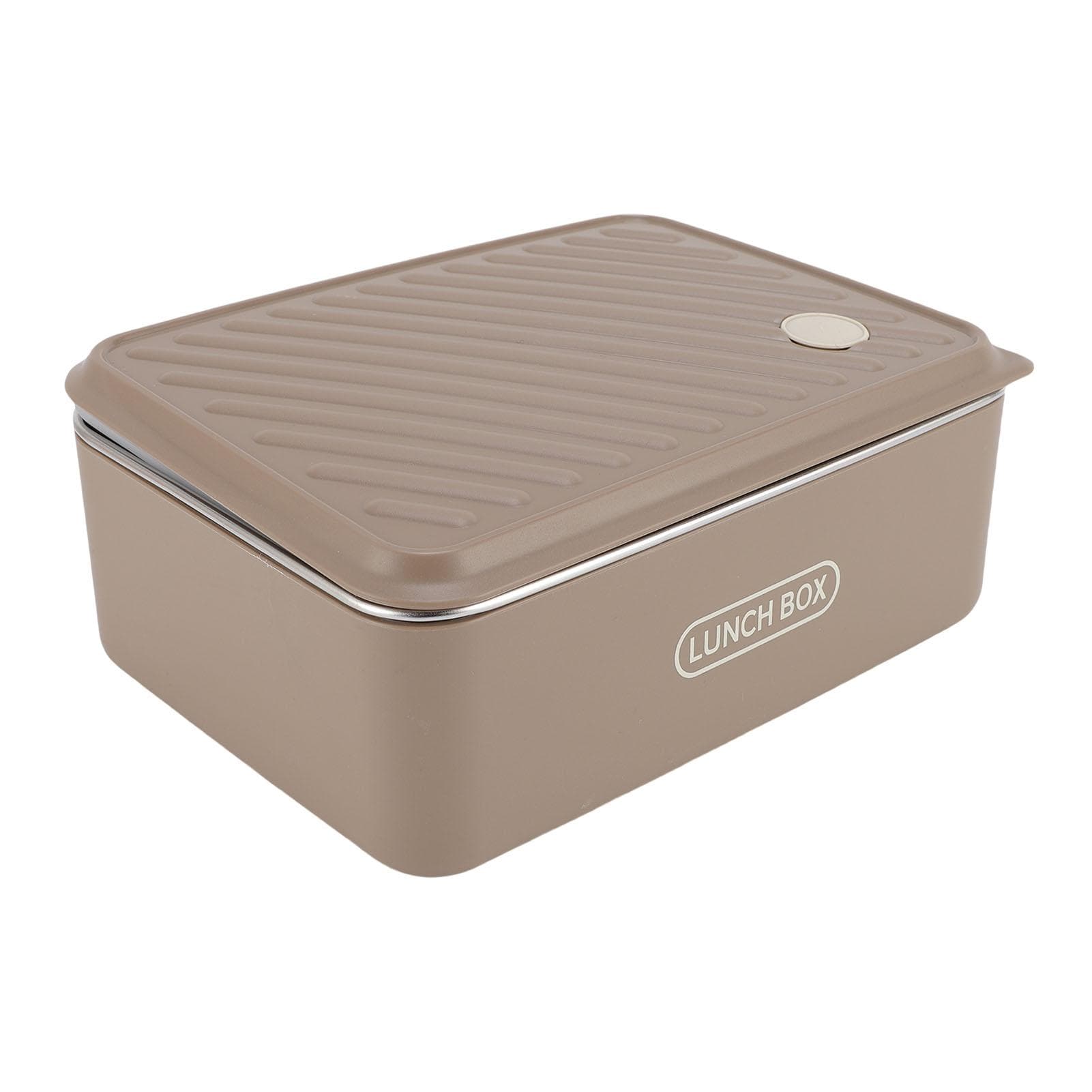Sealed Lunch Box 304 Stainless Steel Food Prep Container Rectangular Storage Box 1200ml Capacity L(for 6.5-9kg) khaki