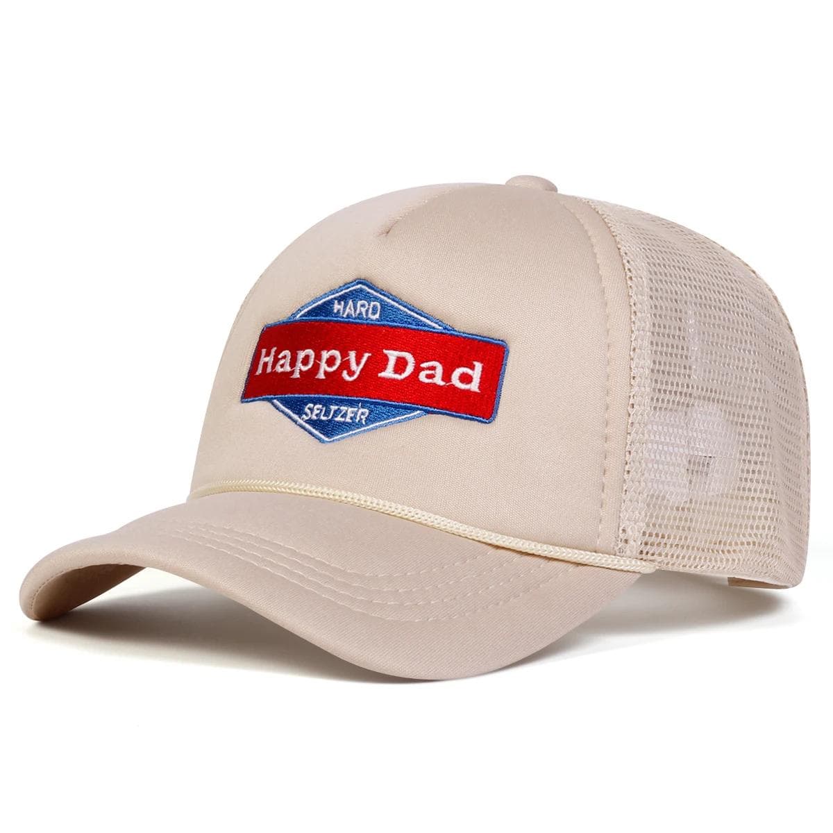 Unisex Happy Dad Letter Embroidery Baseball Net Caps Spring and Summer Outdoor Adjustable Casual Hats Sunscreen Hat khaki