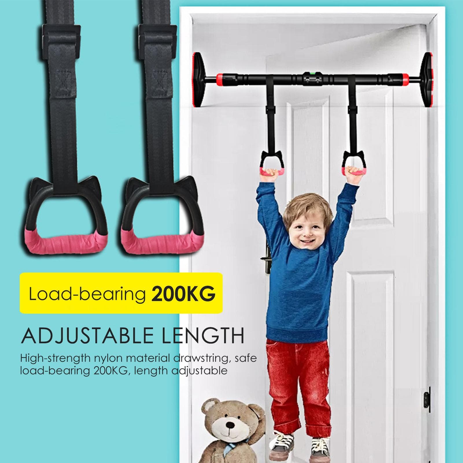 Gymnastics Rings for Kids Gym Ring with Adjustable Straps Buckles Indoor Fitness Home Playground