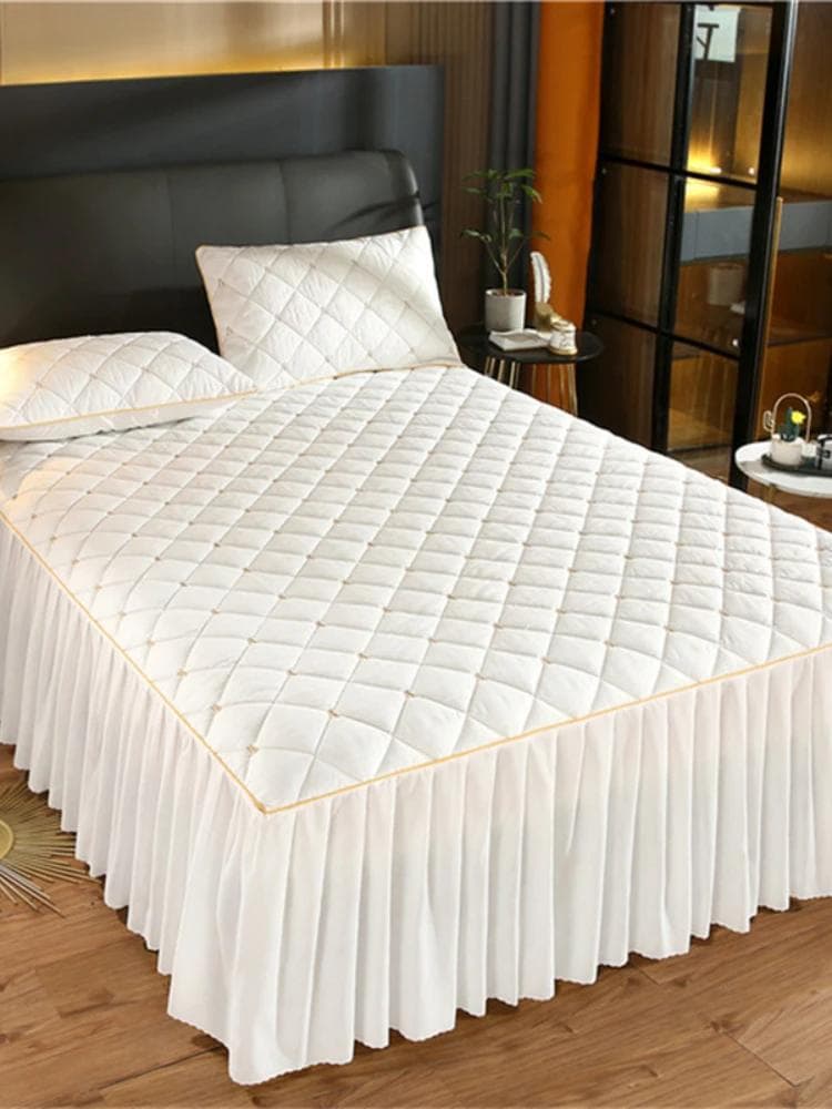 Luxury Thicken Pink Quilted Bed Spread Queen Size Nordic High Quality Pleated Edge Bedspread on The Bed Embroidery Bedspreads 180x200cm only 1 pcs