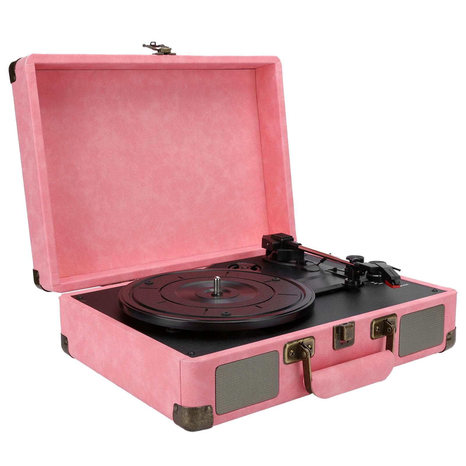 Portable Phonograph Bluetooth 5.0 Turntable 334578 RPM Vinyl Record Player 100‑240Vpink UK UK Plug pink