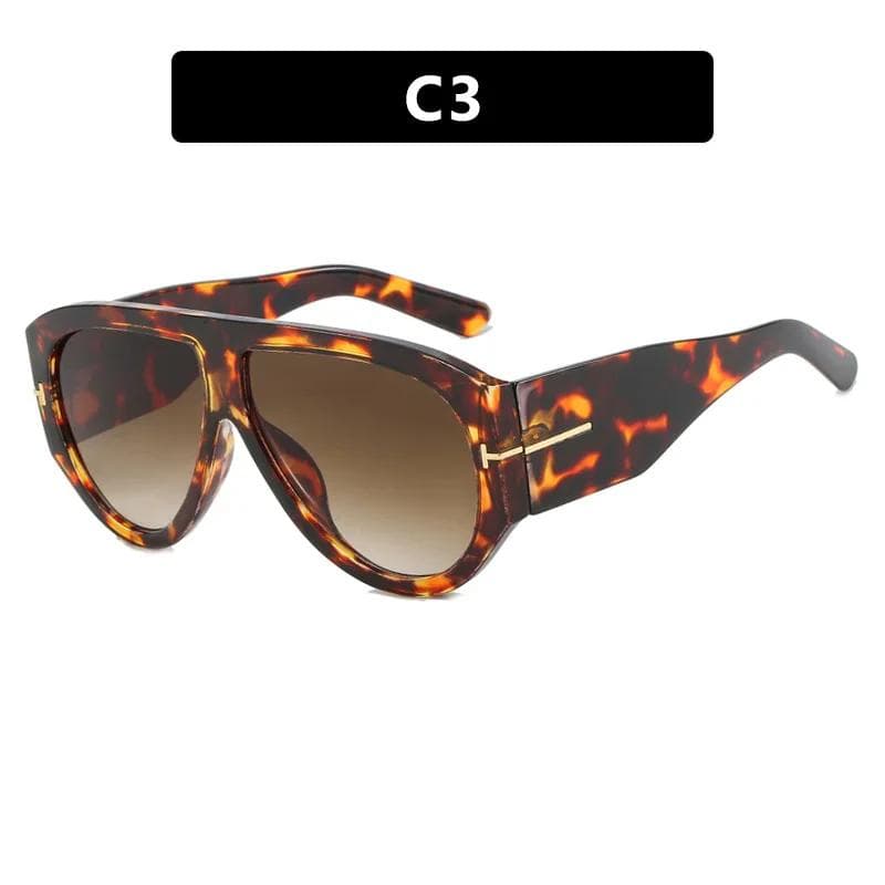 New Oversized Pilot Sunglasses Women Luxury Big Frame Gradient Retro Classic Thick Shades Fashion One Piece As Picture