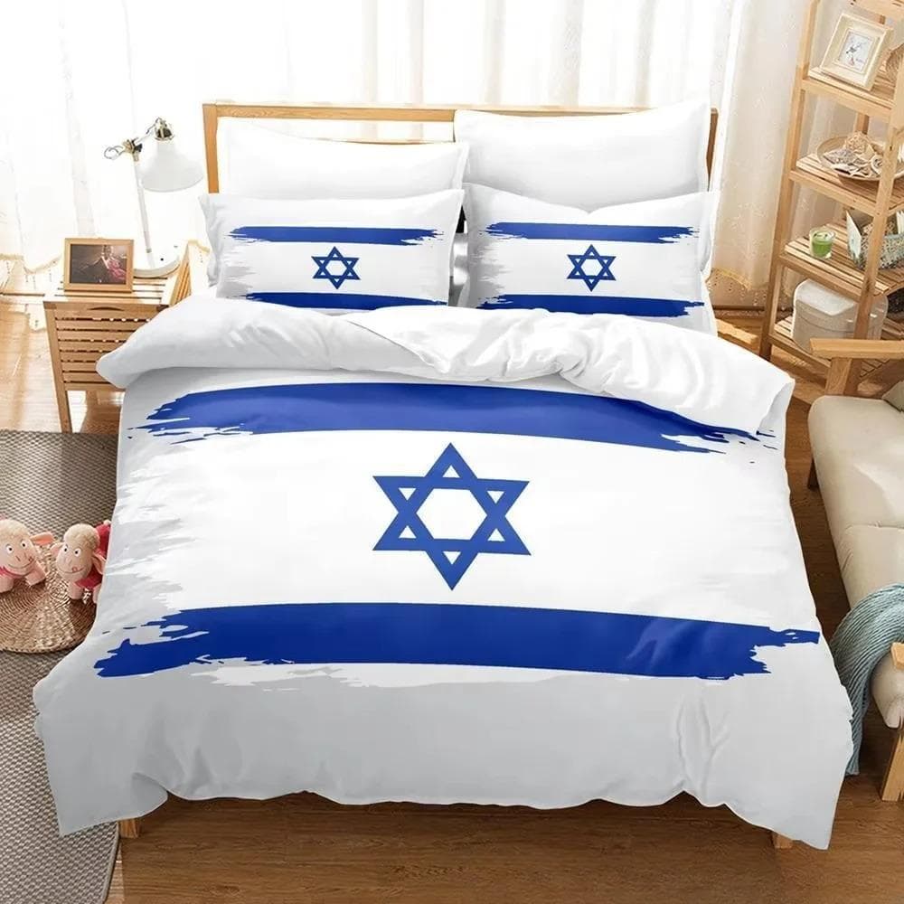New 3d Print Israel flag Bedding Set Duvet Cover 1 Duvet Cover 2 Pillowcases Adult and Kids Bedding Set Luxury Children's Gifts EU SuperKing 260x220