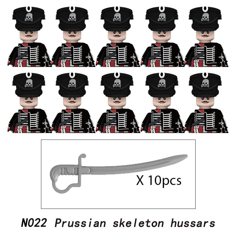 10pcs Napoleonic Wars Military Soldiers Building Blocks WW2 Mini Figures French British Fusilier Rifles Weapons Toys For Kids