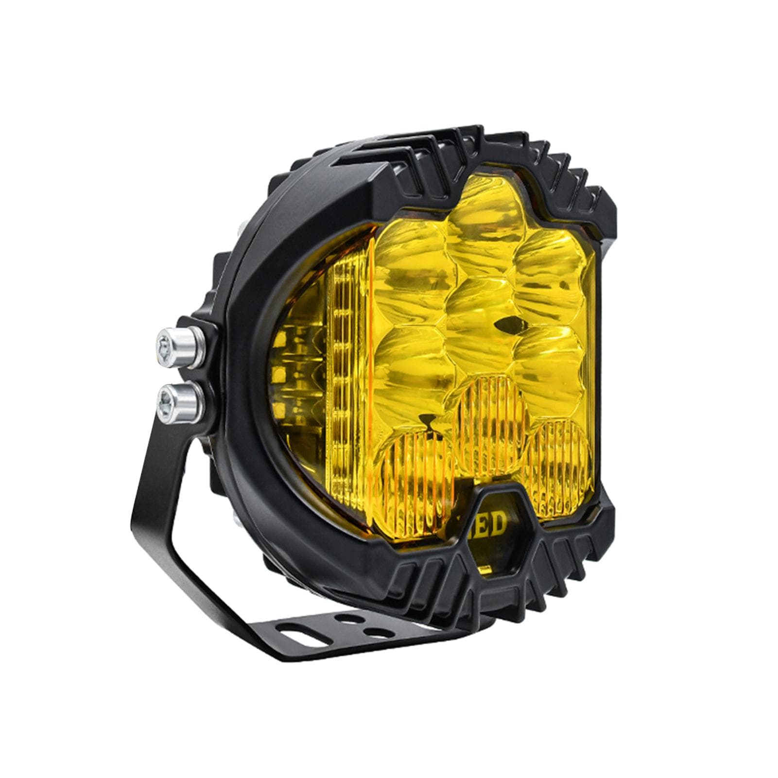 2Pcs 7inch LED Work Light Pods Spot Flood Combo Beam Fog Lamp Offroad Driving Light Yellow light-1pcs