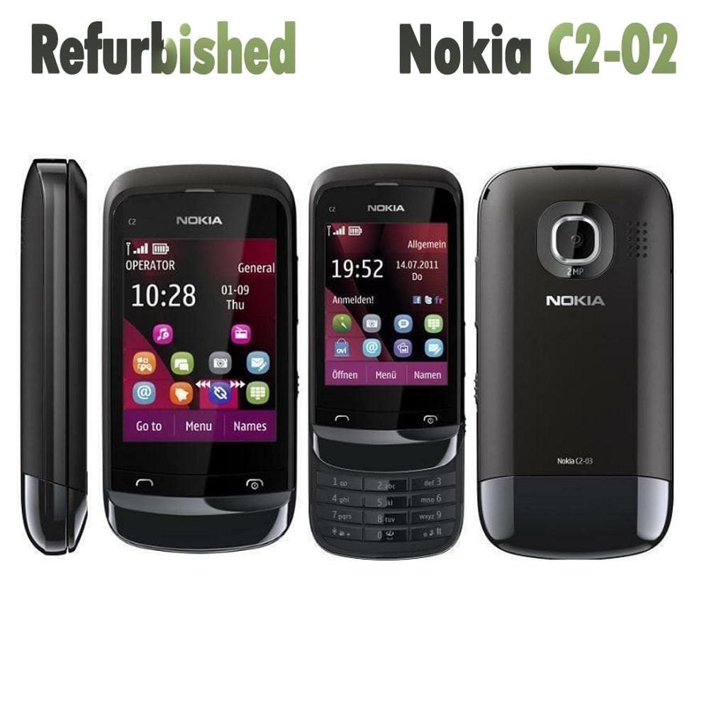 Refurbished Nokia Original Nokia C2-02 Unlocked Mobile Phone With 1 SIM Simple set gold