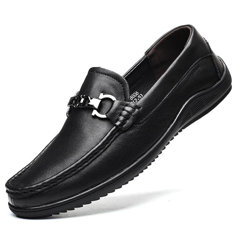 New Simple Men's Casual Shoes Men's Set of Feet Leather Shoes Black Driving Shoes Genuine Leather Peas Shoes Men 48 black
