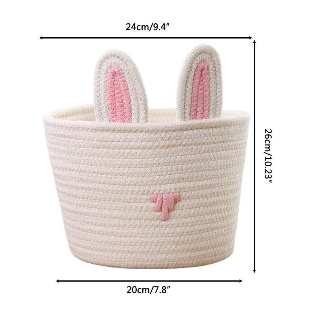 Cute Rabbit Basket Easter Bunny Ear Storage Bag Portable Candy Bag for Storing Cosmetics and Snacks white