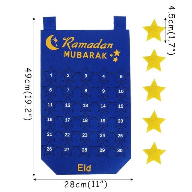 New Eid Mubarak 30days Advent Calendar Hanging Craft Countdown Calendar for Ramadan Decorations Kids Eid Mubarak Gifts Supplies