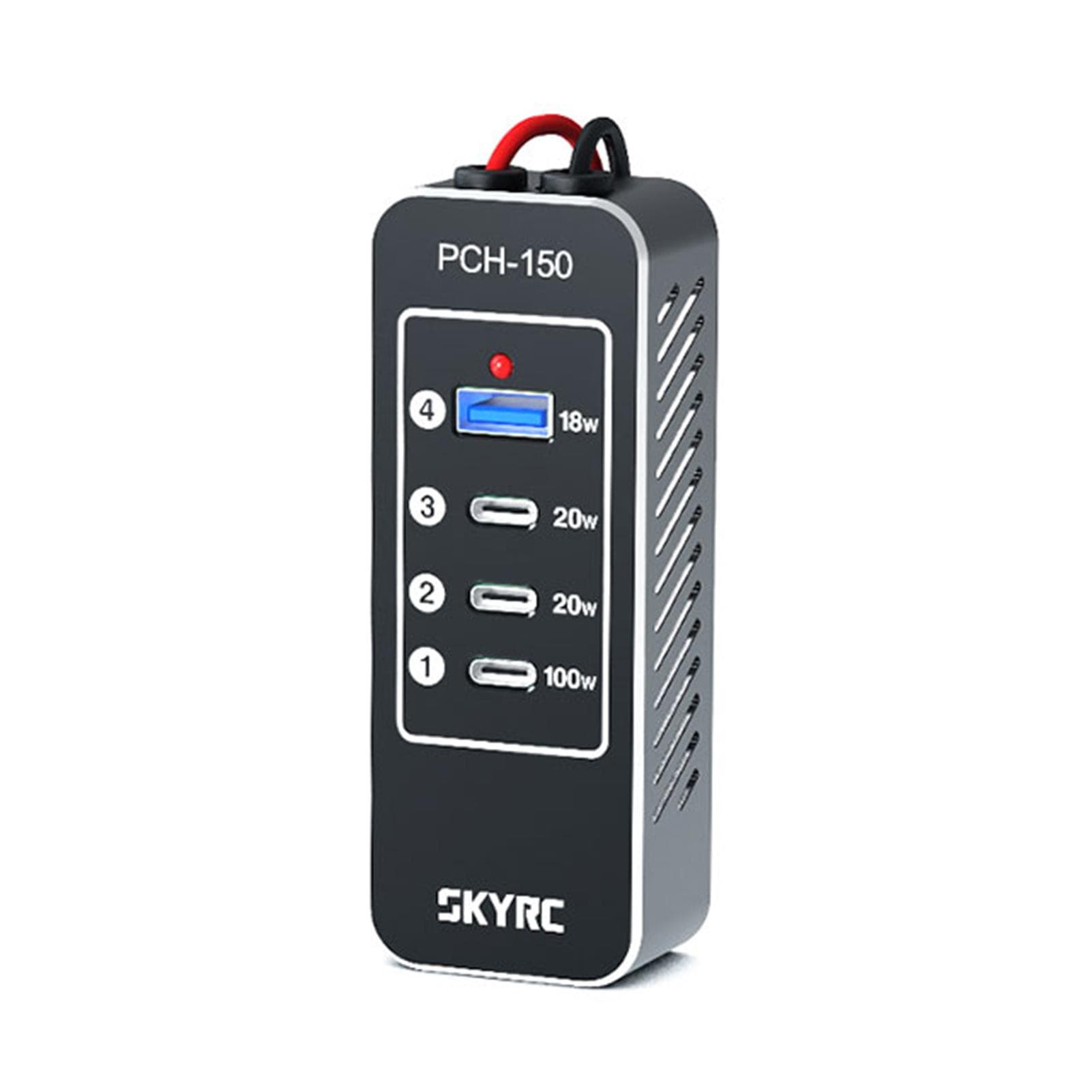 SKYRC PCH-150 Power & Charging Hub, 158W 4-Port Power Strip with 3 USB-C Ports + 1 USB-A Port black