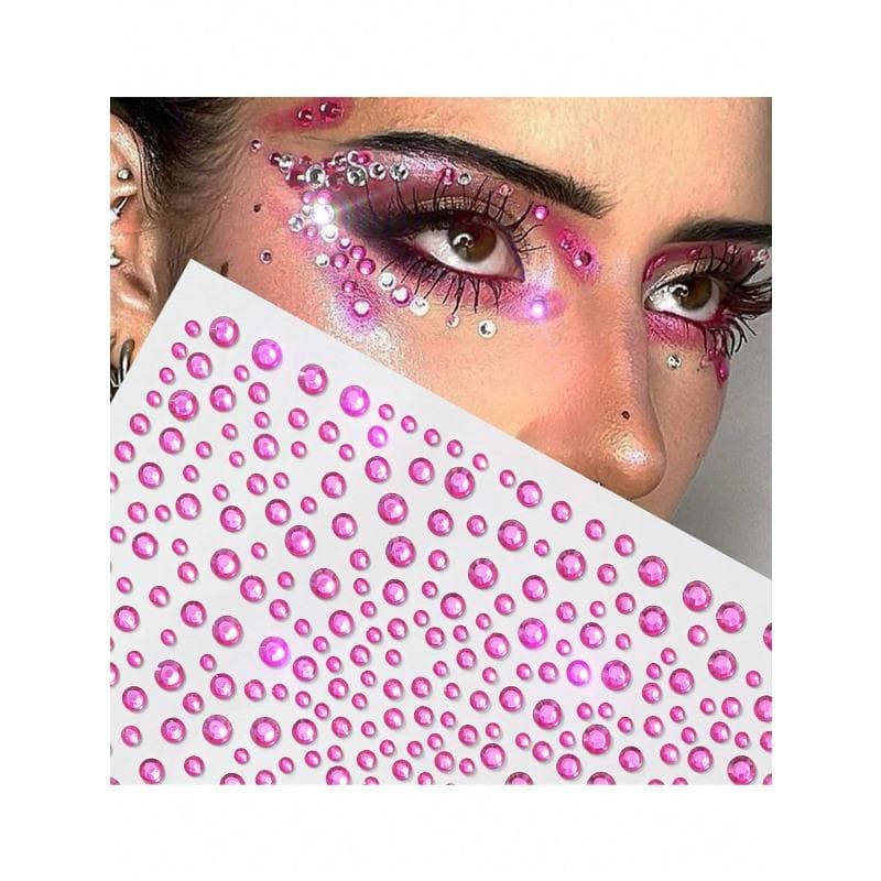 1pc Multi-Size Green 3D Faux Gem Face Jewels Stickers, DIY Music Festival Y2K Makeup Costume Party Facial Gems Decor dark pink