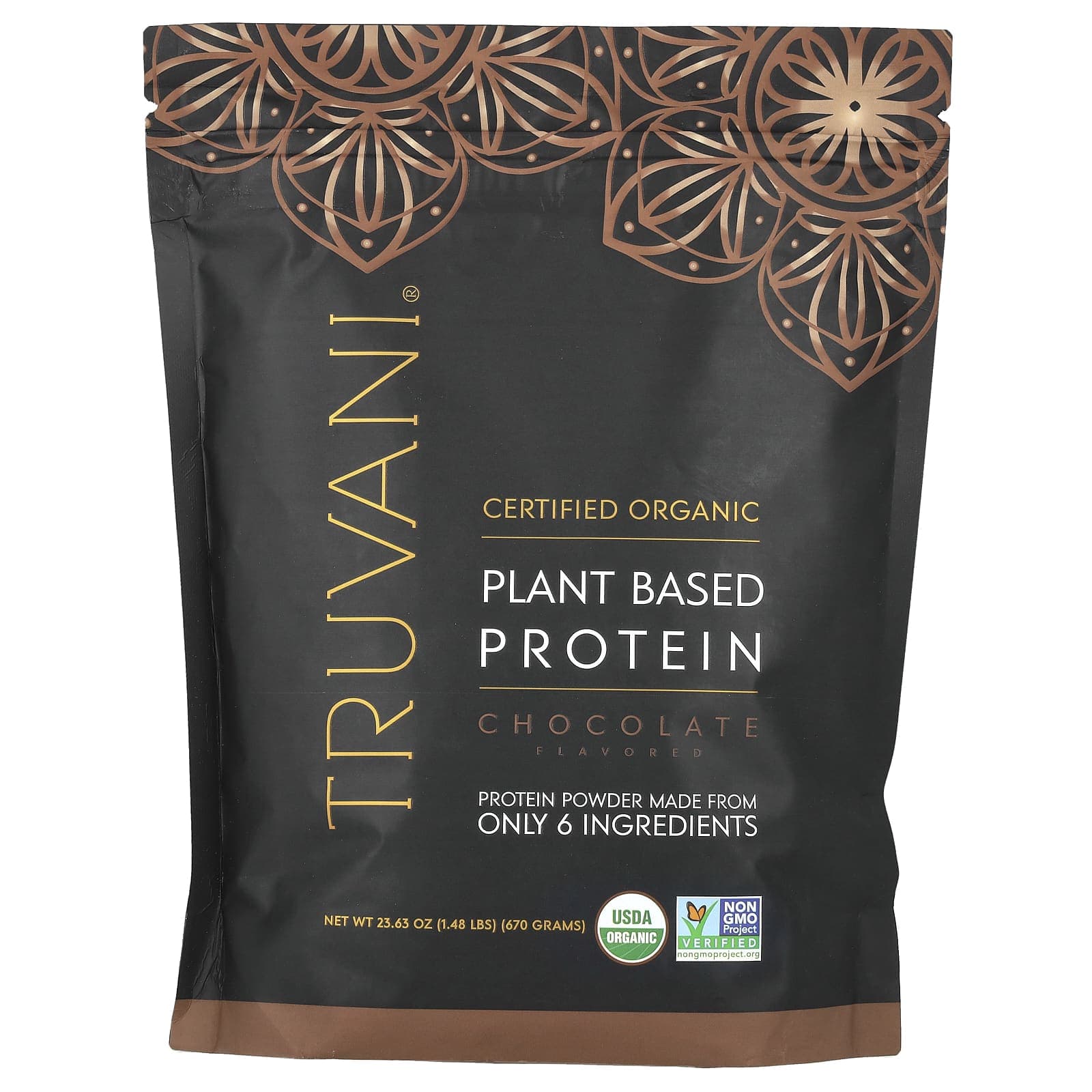 Truvani, plant-based protein, chocolate, 1.48 lbs (670 g)
