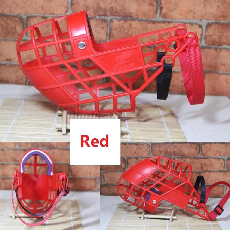 Adjustable Dog Muzzle Plastic Mask Anti-Barking Bite Mouth Cover for Small/Medium/Large Greyhound Gree Whippet L red