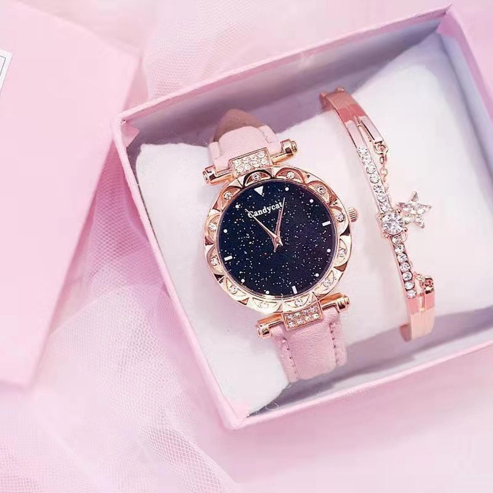 Women fashion trend casual atmosphere quartz watch pink
