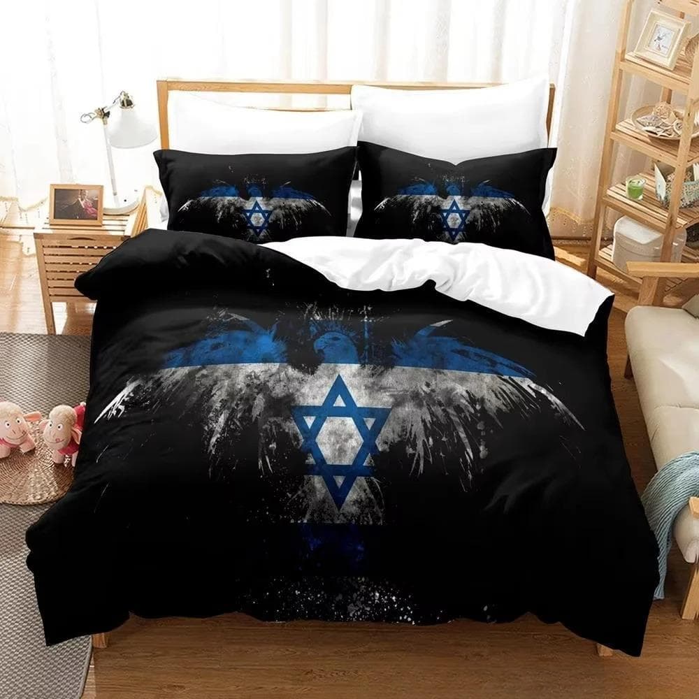New 3d Print Israel flag Bedding Set Duvet Cover 1 Duvet Cover 2 Pillowcases Adult and Kids Bedding Set Luxury Children's Gifts EU Single 135x200cm