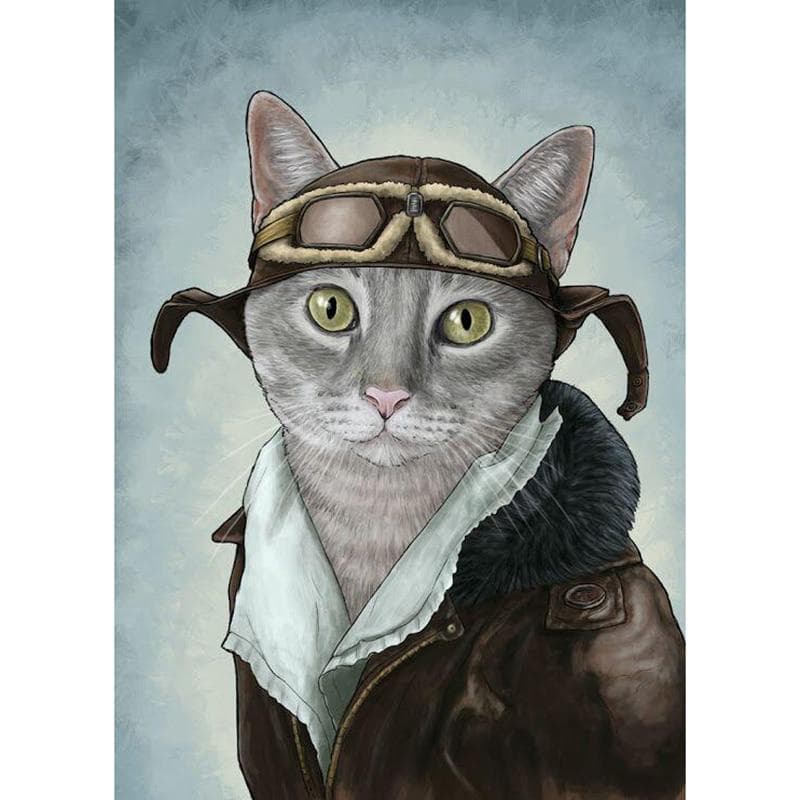 5D DIY Diamond Painting Cat pilot 3D Embroidery Cross Stitch Rhinestone Mosaic Decor 20X30CM