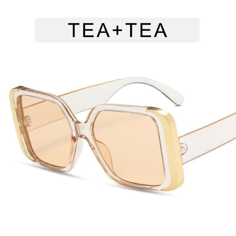 Women's large square metal rimmed sunglasses fashion street casual outdoor travel simple models sun glasses accessories