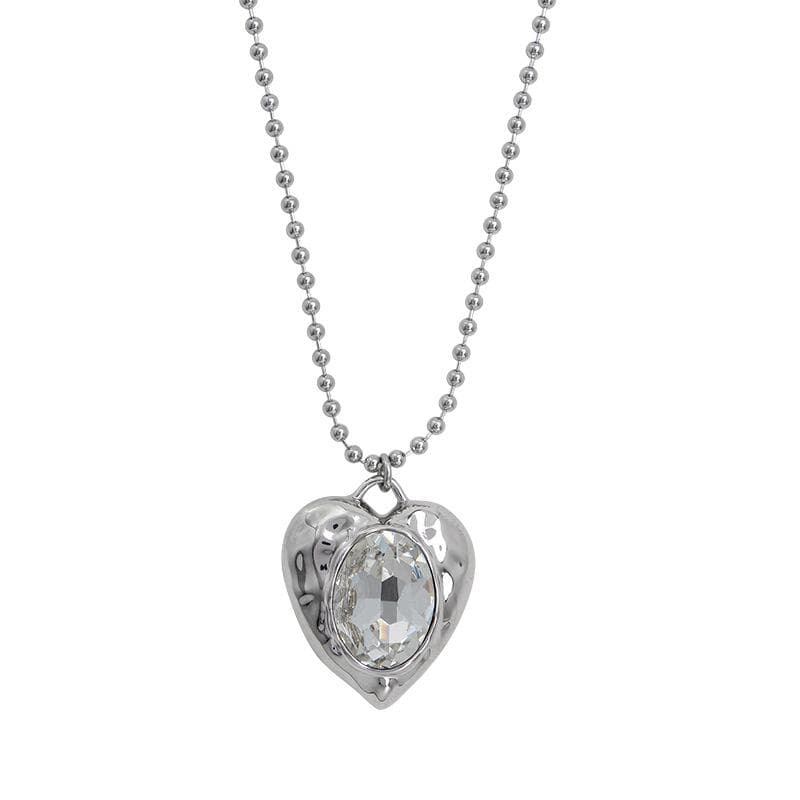 Vintage Necklace High Transparency Colorful Gemstone Love Collarbone Chain High-end and Exaggerated Versatile Necklace for Women 45CM