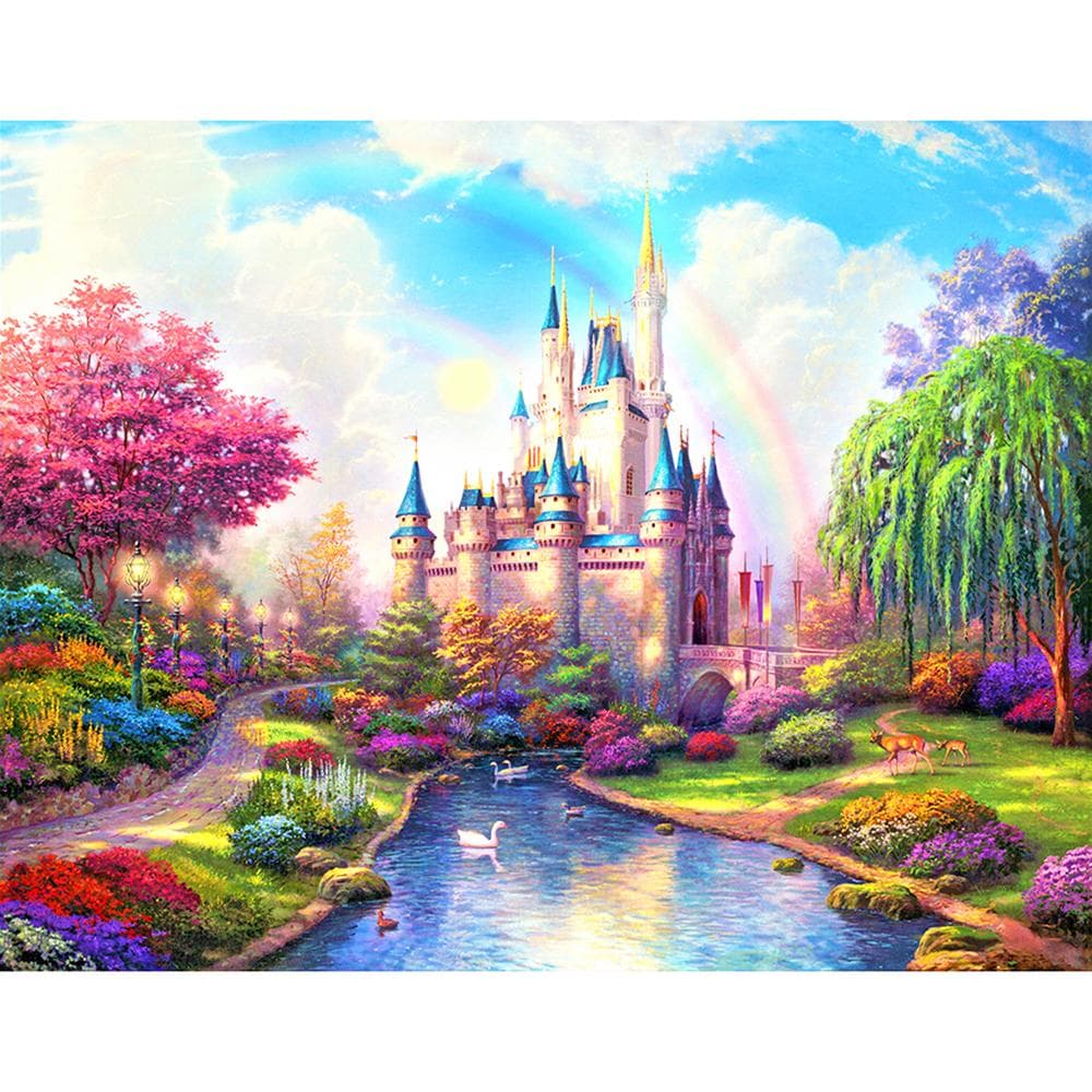 DIY 5D Diamond embroidery Beautiful Rainbow Castle needlework diy diamond painting Mosaic Home Decor gifts 20X30CM