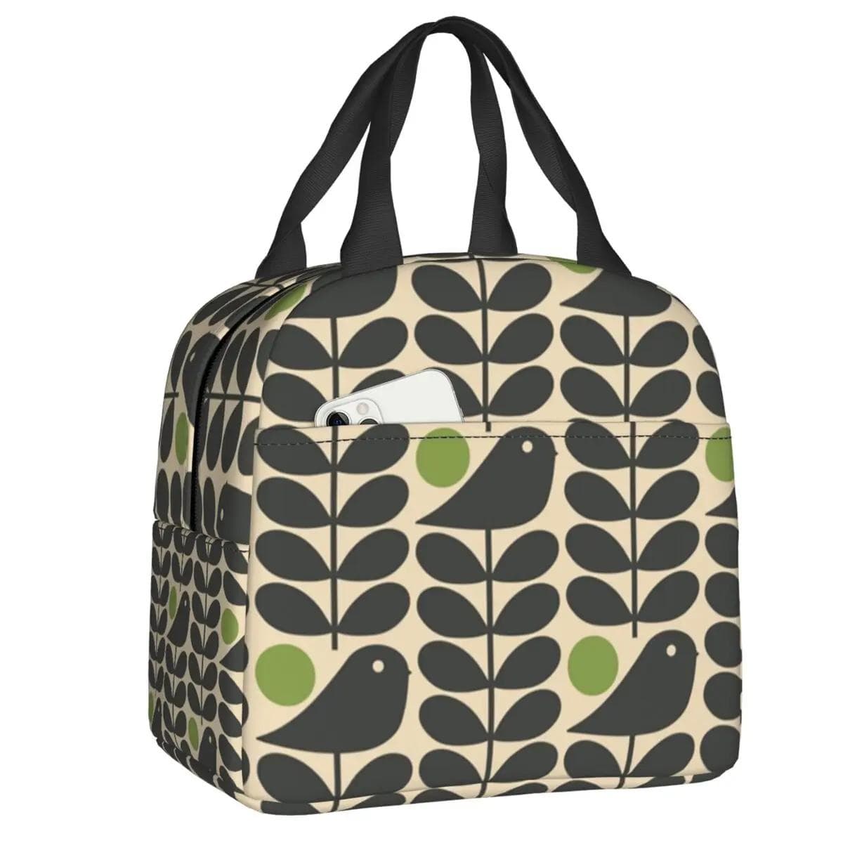 Orla Kiely Bubble Flowers Insulated Lunch Bag for Women Leakproof Scandinavian Thermal Cooler Lunch Tote Beach Camping Travel 22x20x13CM orange