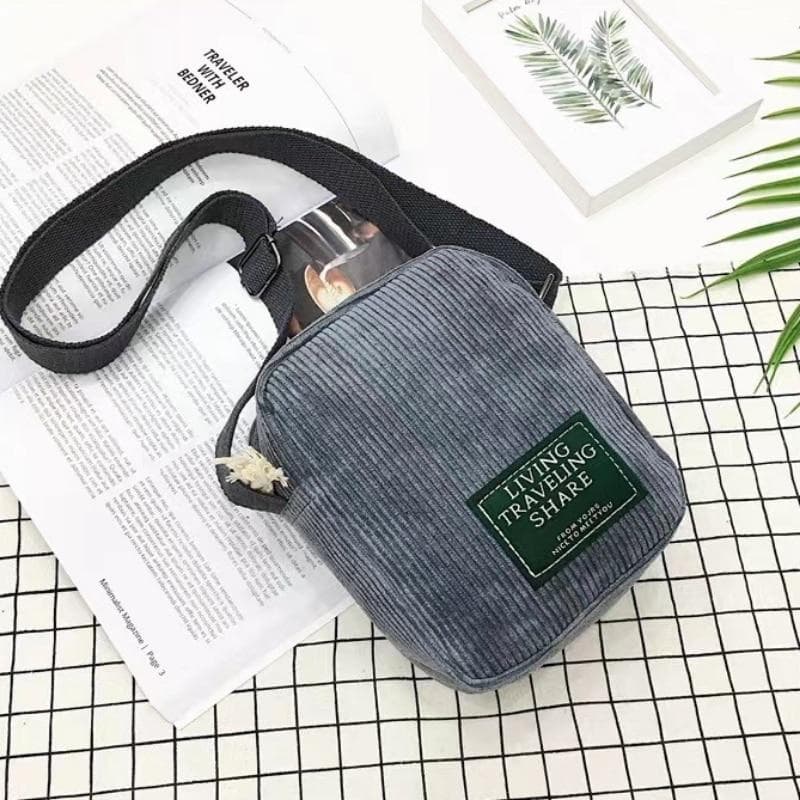 Fashion Solid Soft Corduroy Shoulder Bags Women's Outside Portable Retro Toiletry Earphone Lipstick Storage Crossbody Bags
