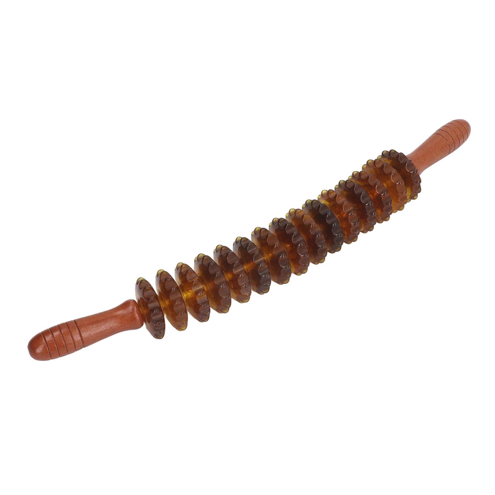 Handheld 15 Roller Trigger Point Massager Muscle Relax Lymphatic Drainage Massage Stick for Fascia brown