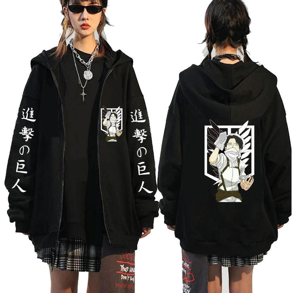 Attack on Titan Zipper Hoodies Casual Hip Hop Streetwear Sweatshirts Hoody Women Loog Sleeve Hoodie Jacket Clothes XL