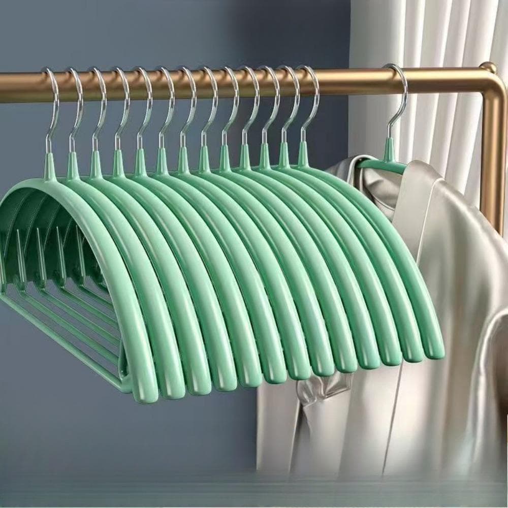 Clothes Hangers, Sweater Hangers No Shoulder Bump, Duty Coat Hangers, Non Slip PVC-Coating Metal Hangers for Sweaters, Suits, Dresses, Jackets Pack of 5 light green