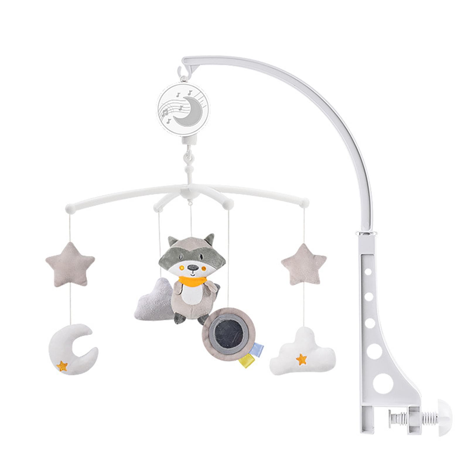 Musical Baby Crib Mobile with Hanging Rotating Toys Infant Bed Decoration for Baby Boys Girls Raccoon
