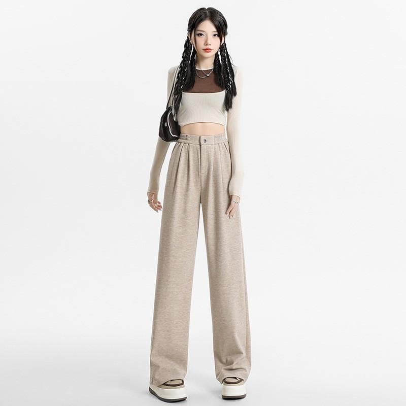 Wide-leg Pants for Women In Spring High Waist Draped Straight Floor Wide-leg Casual Pants for Women In Spring Glutinous Rice Pants XL