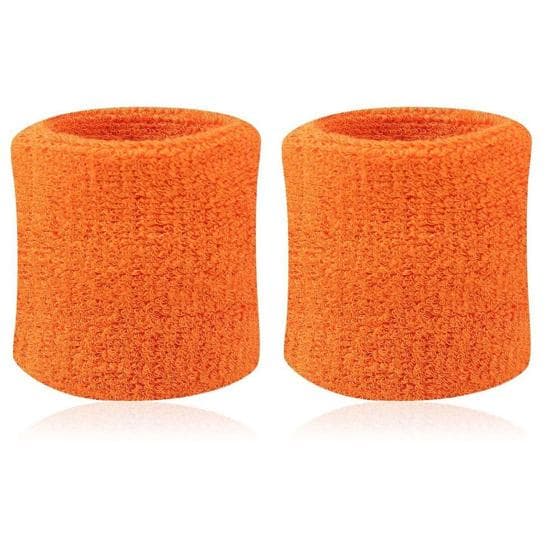 2Pcs Cotton Wristbands Wrist Band Bands Sweatbands Sweat Band for Sport Tennis orange