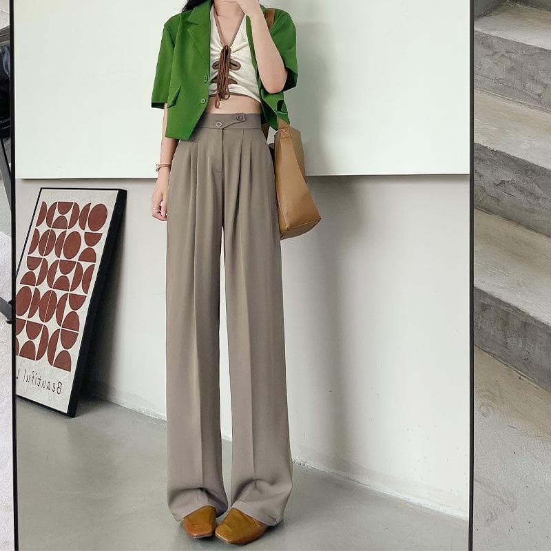 White Wide-leg Pants for Women's Pants for Spring and Autumn New Style of Draped Floor Pants for Women's Casual Pants Straight Suit Pants for Women XXL