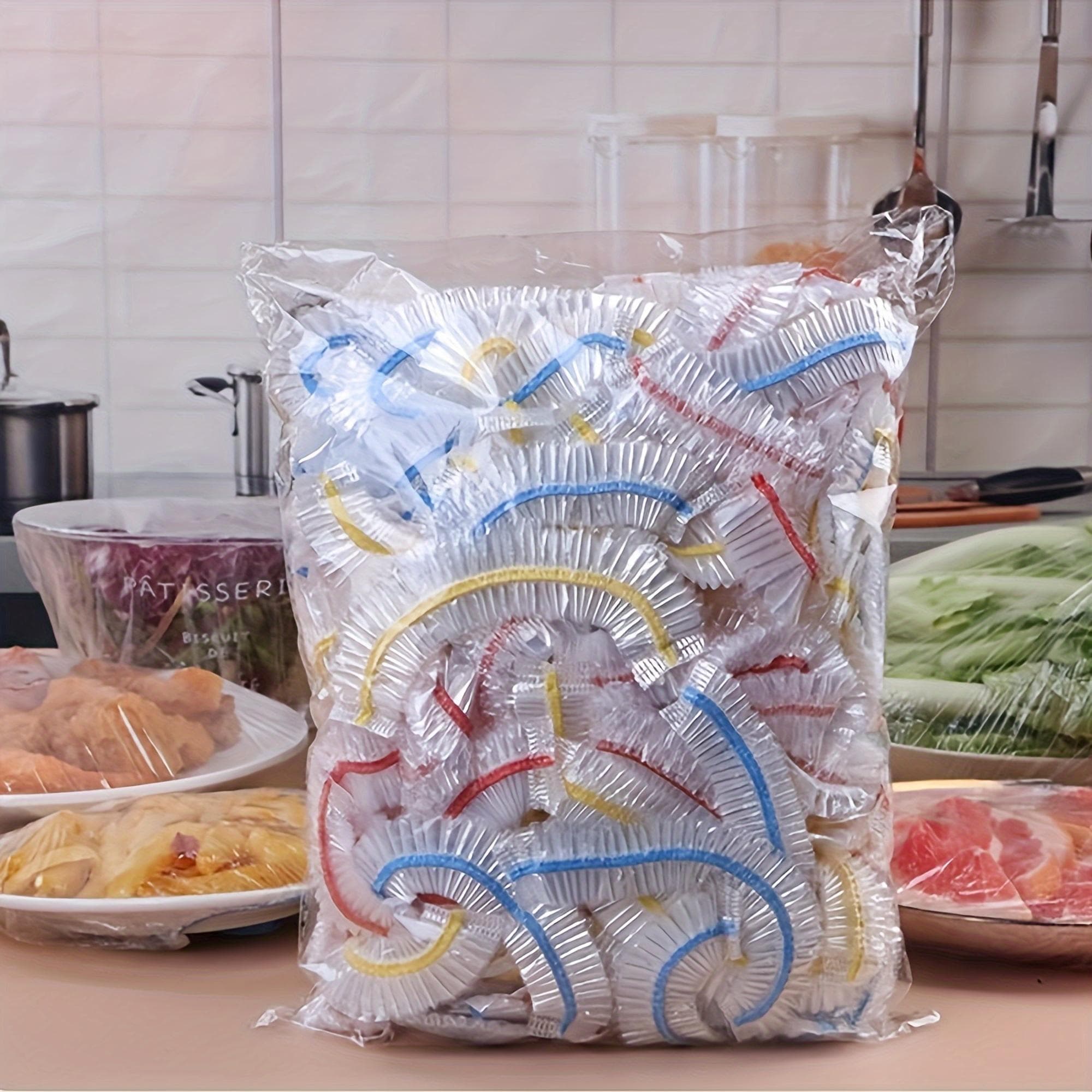 100pcs Vibrant Food Wrap Covers - High-Quality PE Film, Elastic Bowl Lid, Disposable & Secure, Keep Food Fresh & Delicious, Perfect Kitchen Essential multicolour