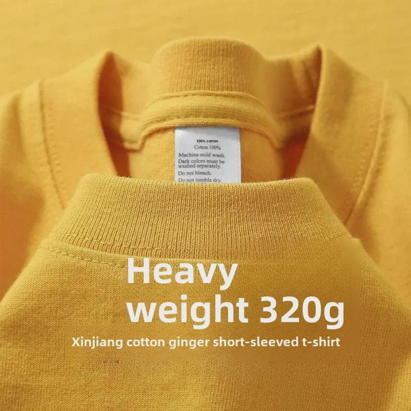 320g Heavyweight White Cotton Short-Sleeve T-Shirt for Men and Women - Thick, Non-Transparent, Loose Fit, Perfect for Summer. XL [150-170 jin]