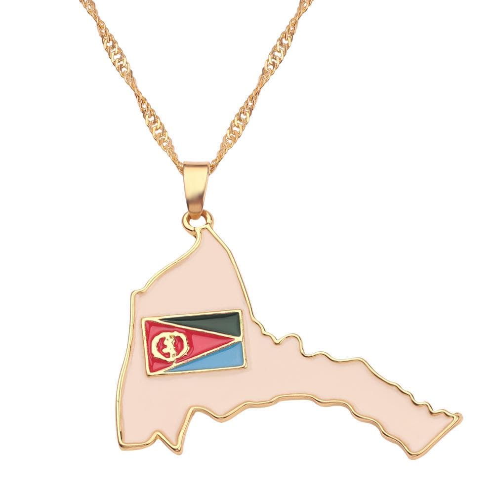 Trendy Map Necklace Republic of Iraq Algeria & Ivory Bay & Ethiopian Empire & Eritrea Multiple Map National Flag Pendants Jewelry Gift 5