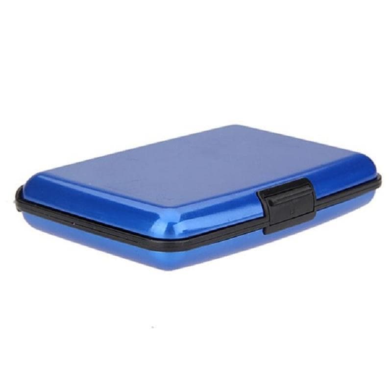 Glossy Multicolored Pocket Waterproof Wallet Business ID Credit Card Purse Cash Holder Aluminium Alloy(Outer) + Plastic( Inner) with Gift Box blue