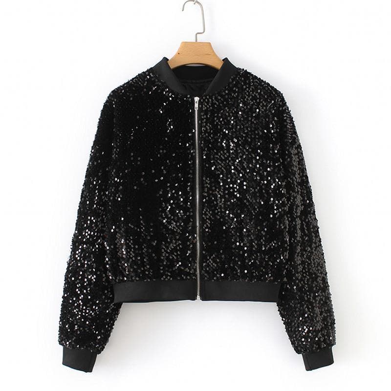 Women's Velvet Sequin Embroidered Jacket: Trendy European & American Style for Spring & Autumn Street Dance Performances XL