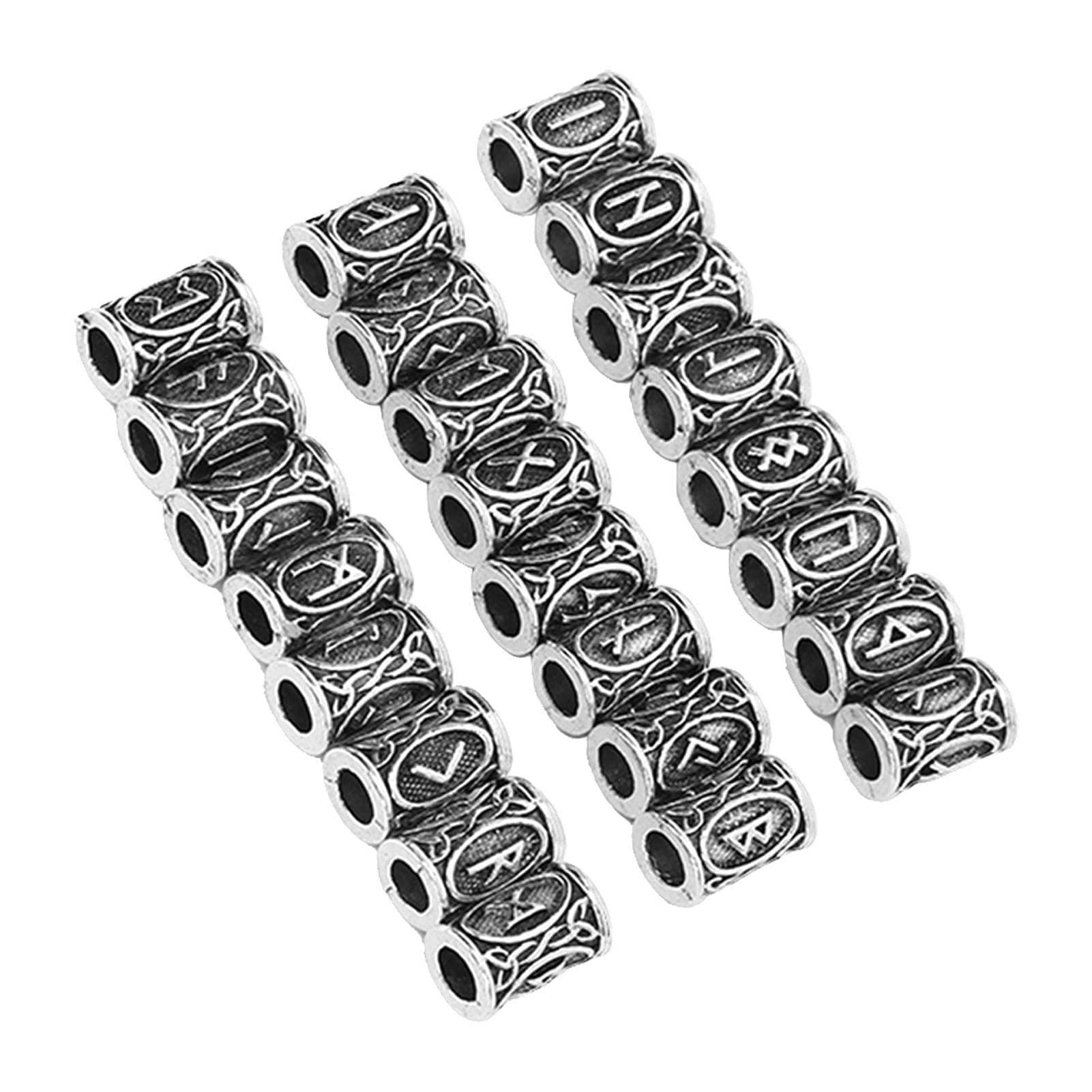 24pcs Hair Beard Beads Alloy Unique Patterns Vintage Hair Braiding Beads Dreadlocks Accessories antique silver