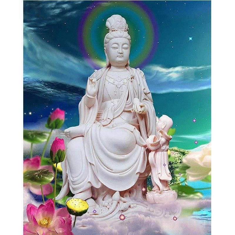 DIY Diamond Embroidery Guanyin Bodhisattva Full round Diamond Painting Cross Stitch 20X30CM