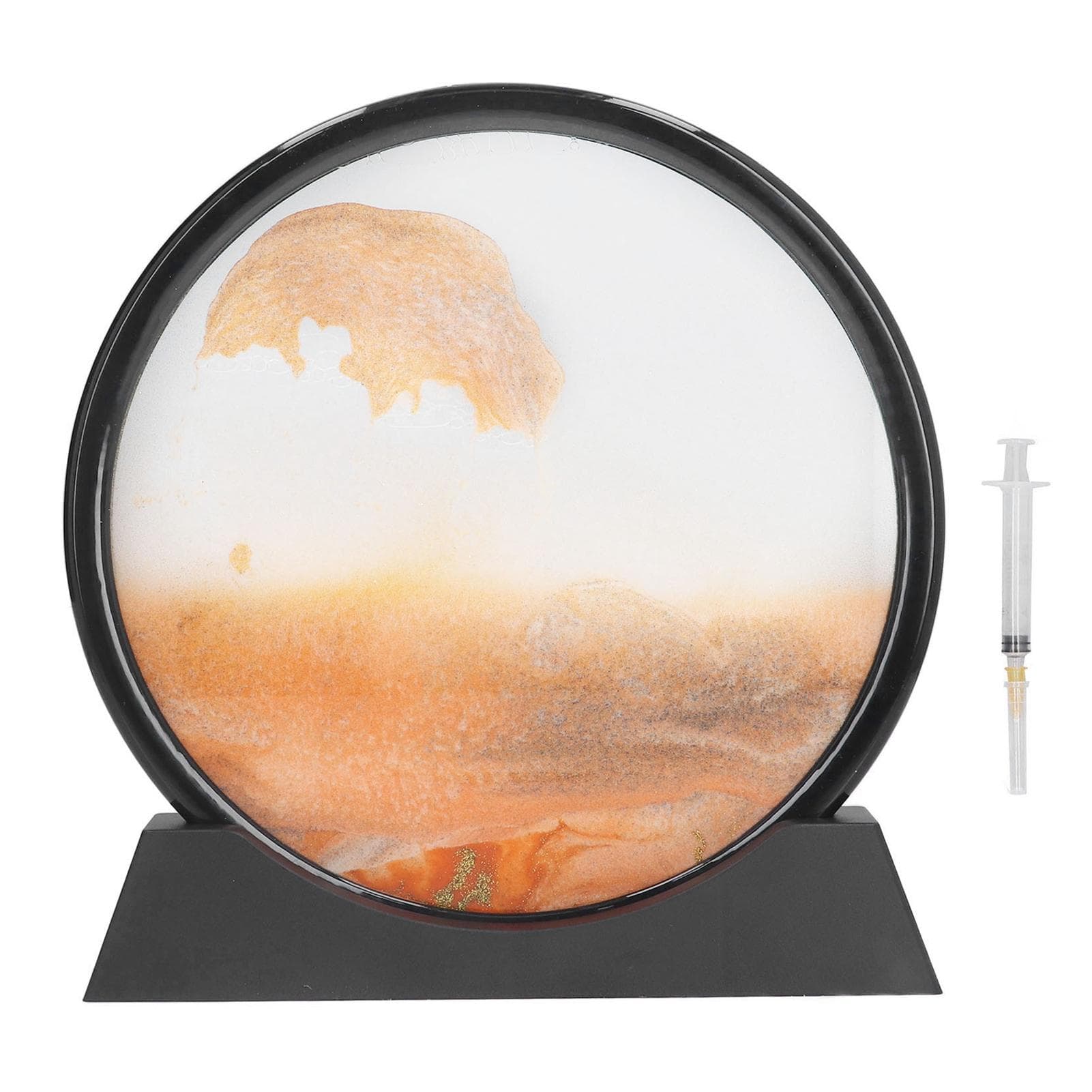 Quicksand Painting Glass 3D Transparent Home Decoration with Base for Living Room Office TV Cabinet